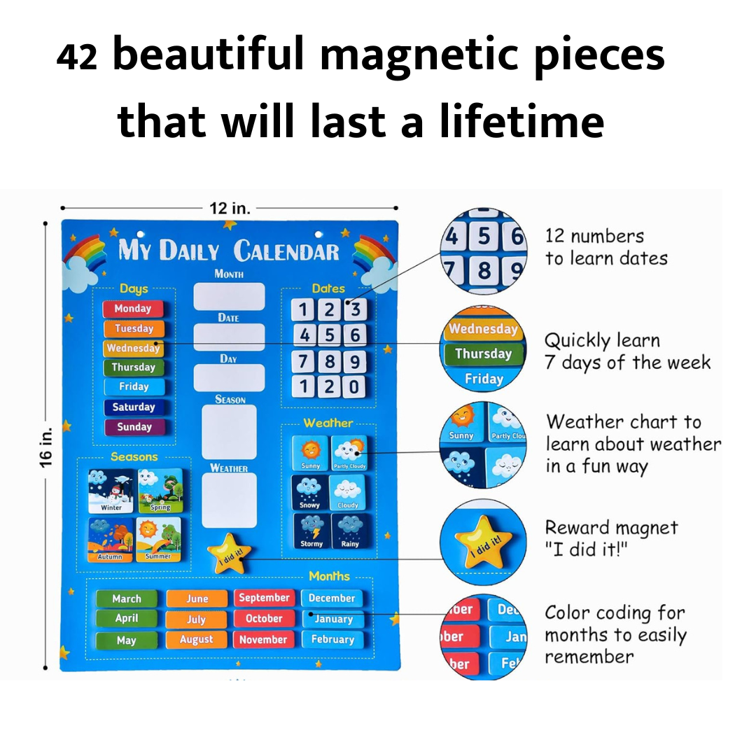 2-in-1 My Daily Calendar – Magnetic Educational Calendar | KidsBestie