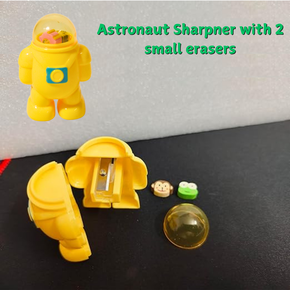 Set of 4 Astronaut Sharpener with Two Erasers – Fun School Stationery | KidsBestie