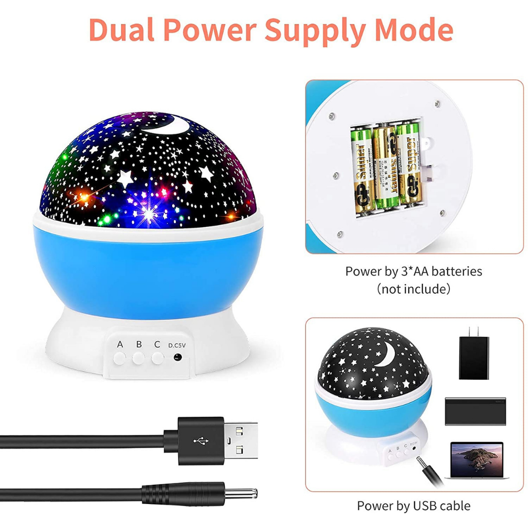Star Master Galaxy Night Projector Lamp 360° Rotating Led Starry Light with Moon, Ocean Wave & Astronaut Effects Battery Operated