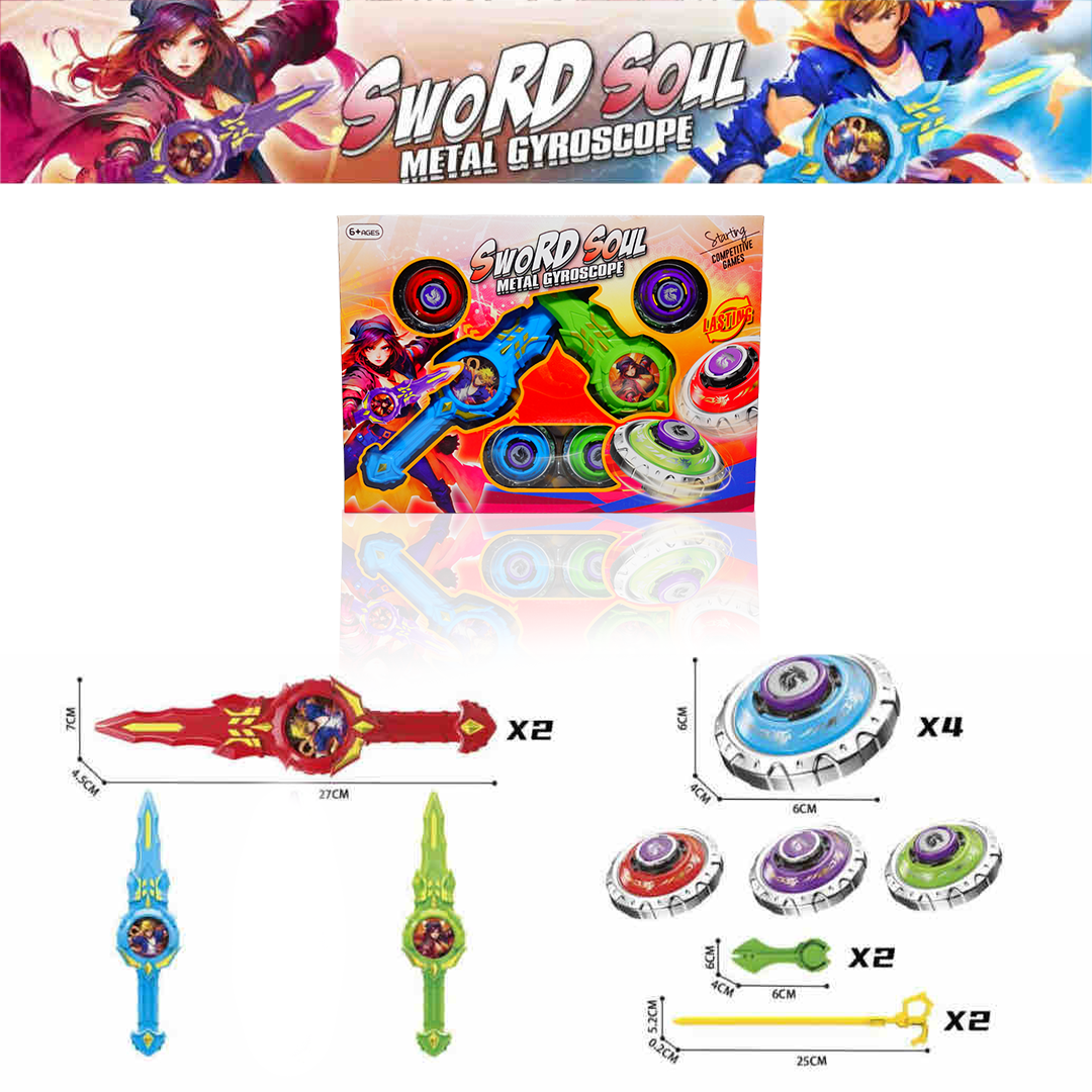Sword Soul Metal Gyroscope | High-Speed Battle Spinner | Metal Fusion Top with Launcher for Kids