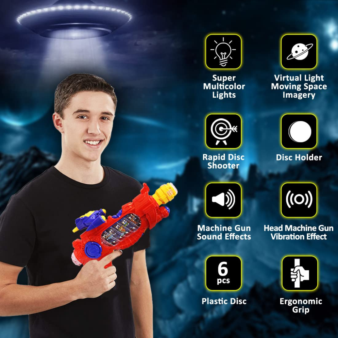 Blast into space with lights, sound & action Super Power Gun