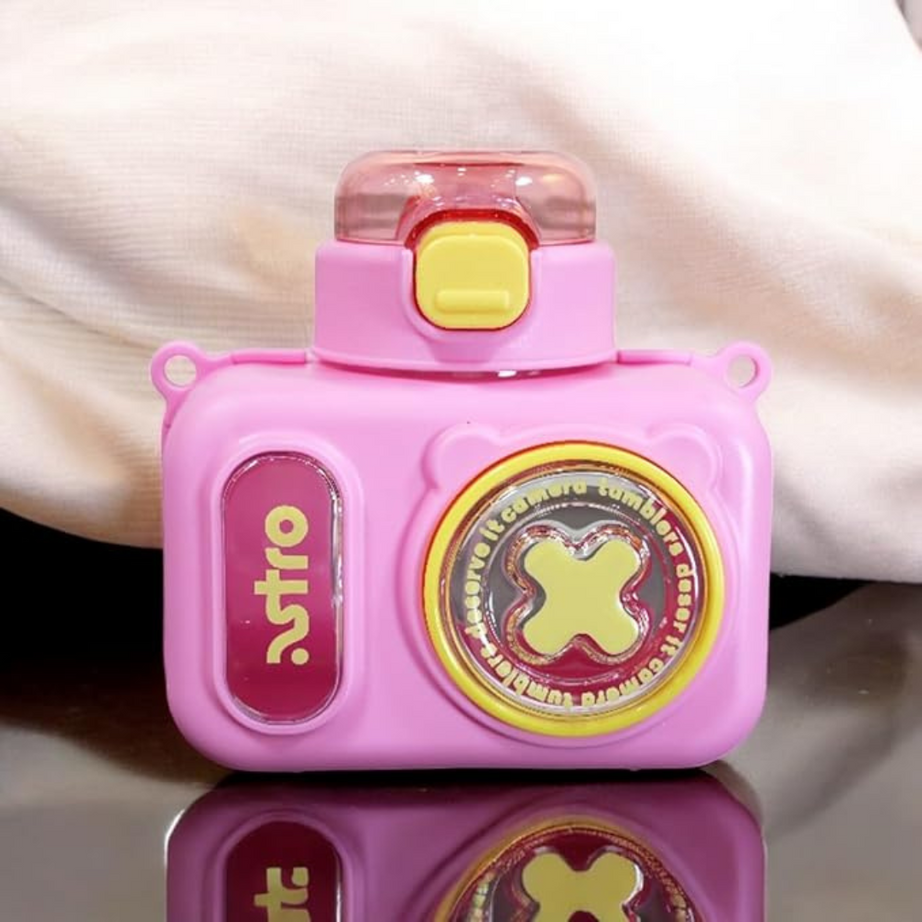 Camera Shaped Water Bottle with Popup Sipper(600 ml) | KidsBestie