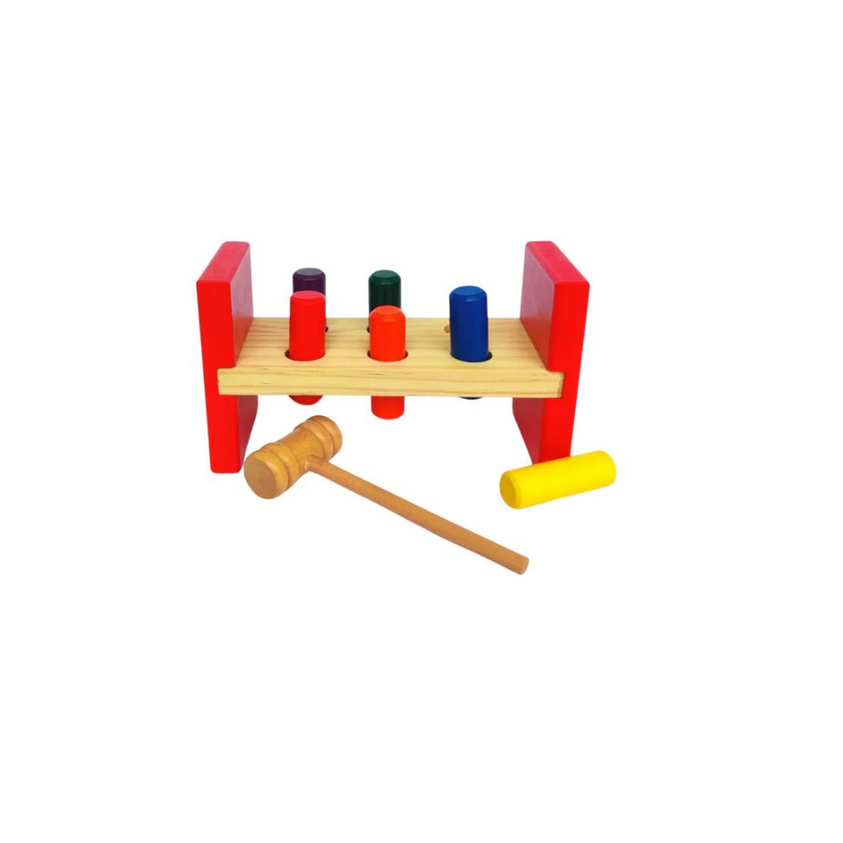 Combo of Cup and Ball, Hammer Peg and 4 Column Wooden Toys - Kidsbestie