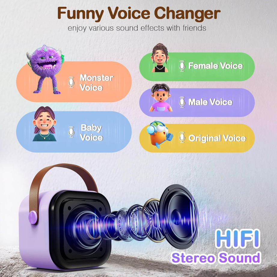 Karaoke Mic with Bluetooth Speaker, 2 Portable Wireless Microphone