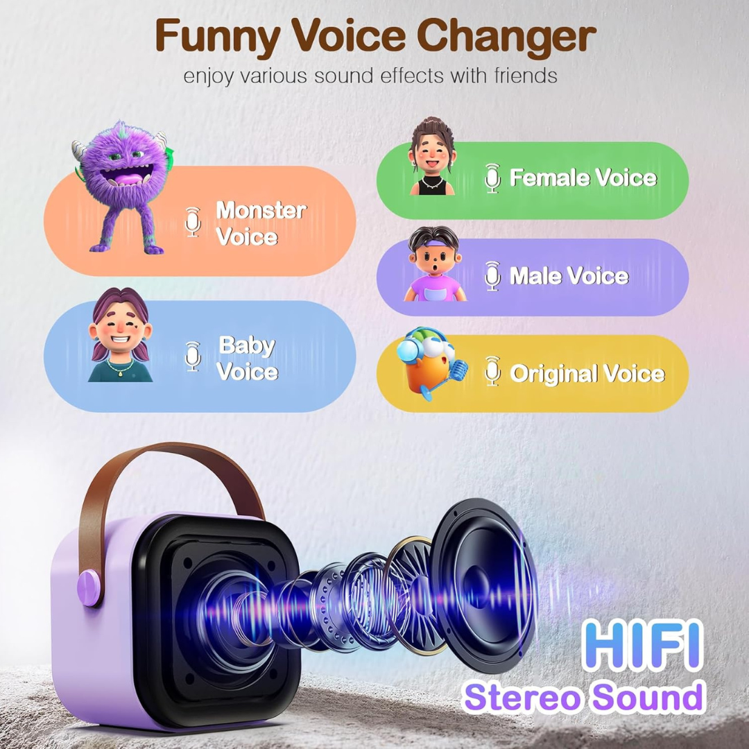 Karaoke Mic with Bluetooth Speaker, 2 Portable Wireless Microphone