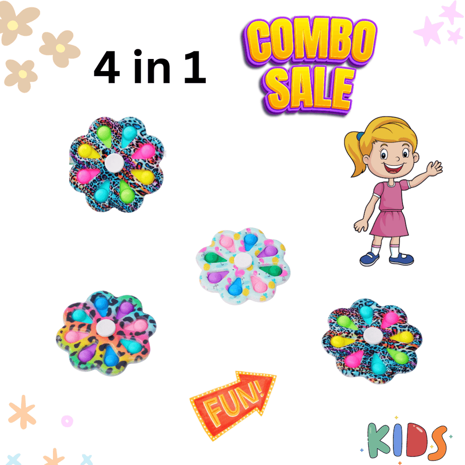 Combo of 4-Popit with Fidget Toy for Kids(Random colour will be send) - Kids Bestie