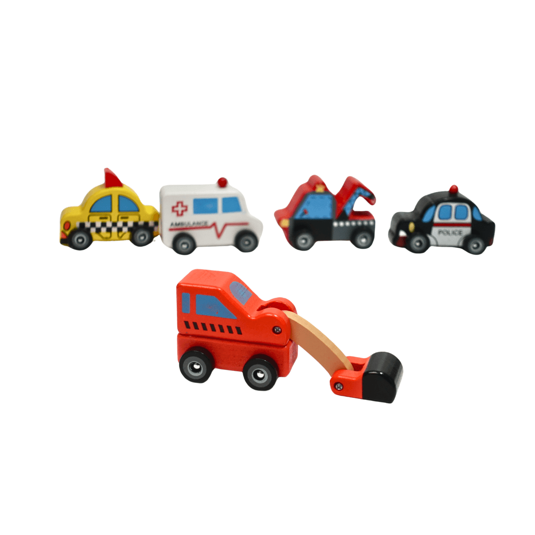 5 Cute Medium Wooden Cars for Kids Age 3+(Random design will be send) - Kids Bestie