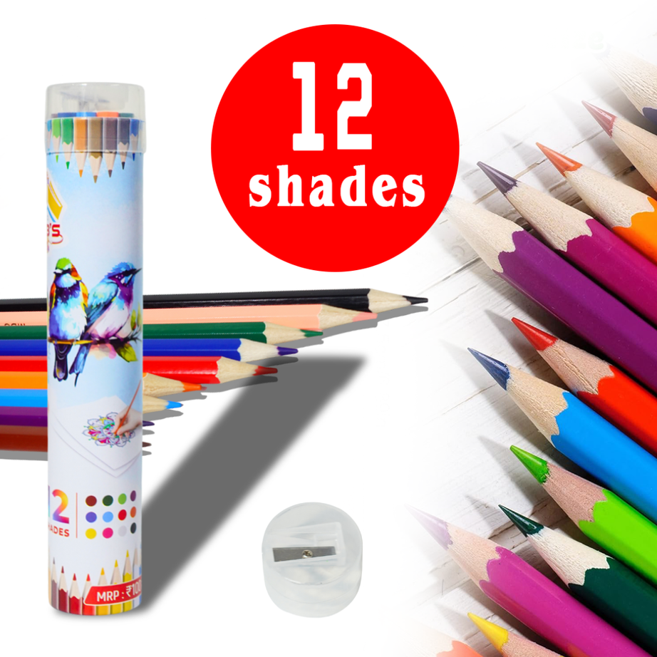 Kids Creative Art Combo Set – Painting Roll, Rollable Crayons & 12-Shade Colour Pencils