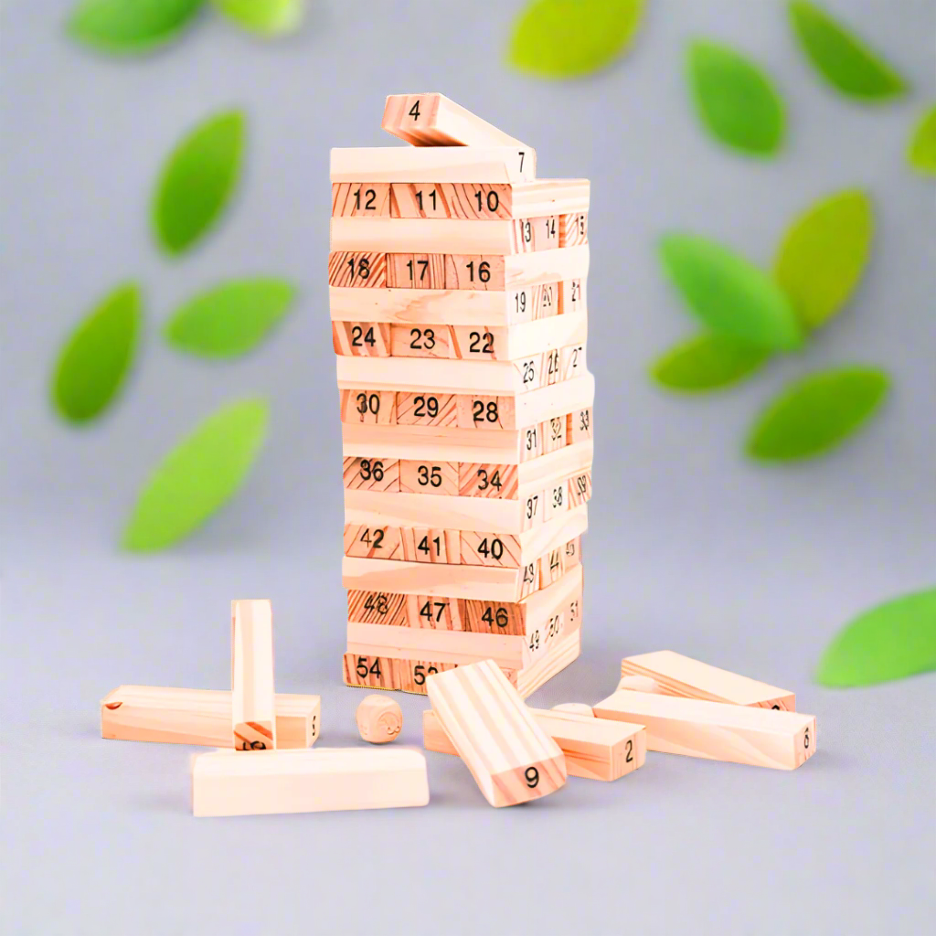 Kidsbestie-54 Pcs Blocks Big Wooden Wiss Toy, Balancing and Stacking Toys