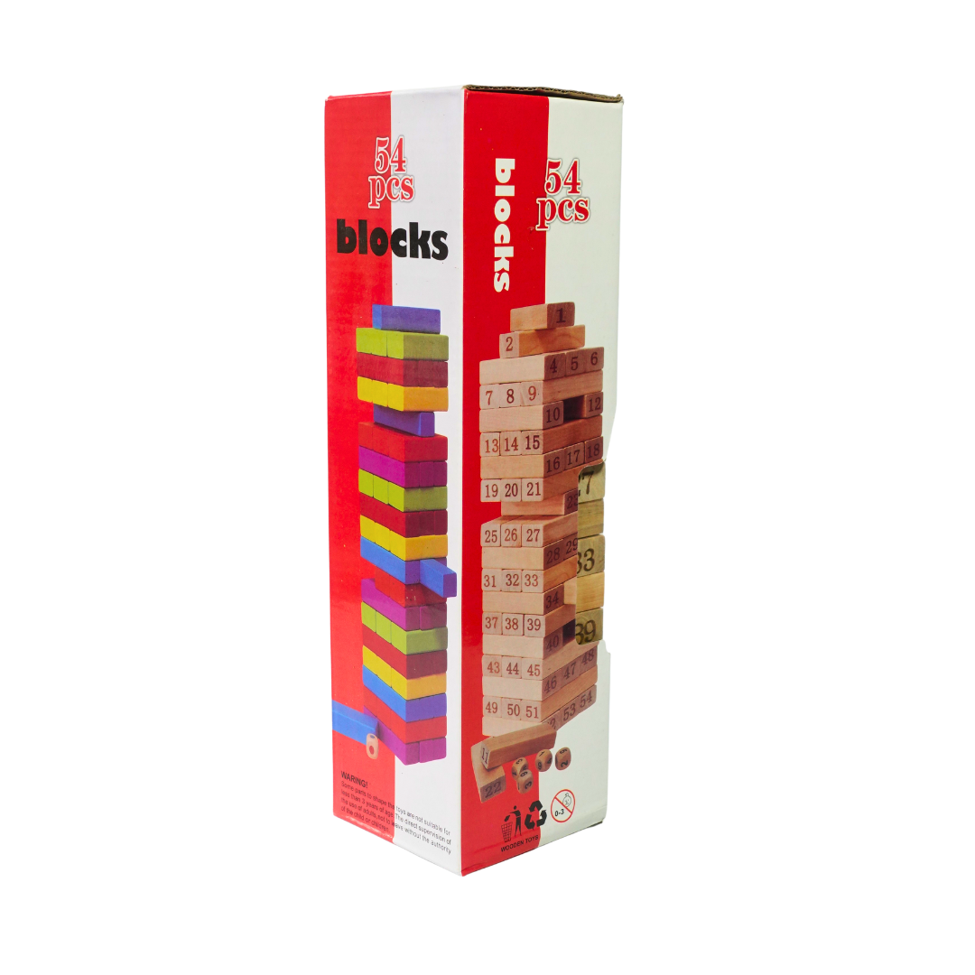 Kidsbestie-54 Pcs Blocks Big Wooden Wiss Toy, Balancing and Stacking Toys