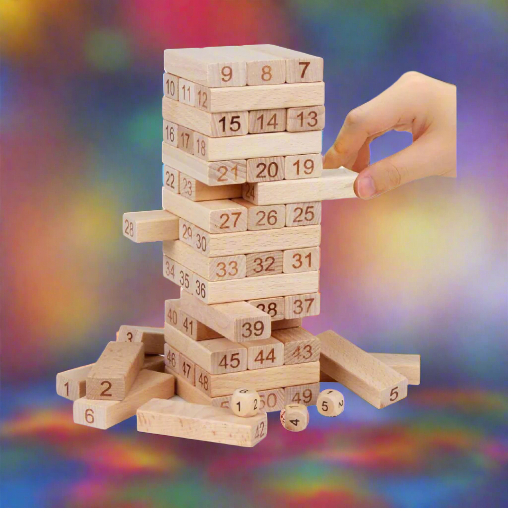 Kidsbestie-54 Pcs Blocks Big Wooden Wiss Toy, Balancing and Stacking Toys for Kids