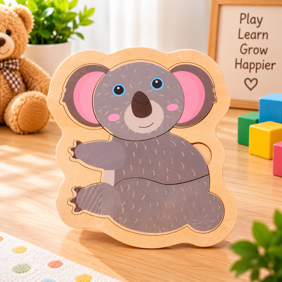 Wooden Animal, Fruit & Vehicle Jigsaw Puzzle Set for Kids – Early Learning & Matching Toys