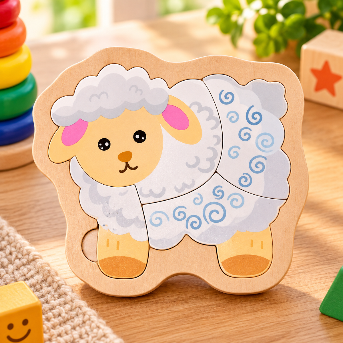 Wooden Animal, Fruit & Vehicle Jigsaw Puzzle Set for Kids – Early Learning & Matching Toys