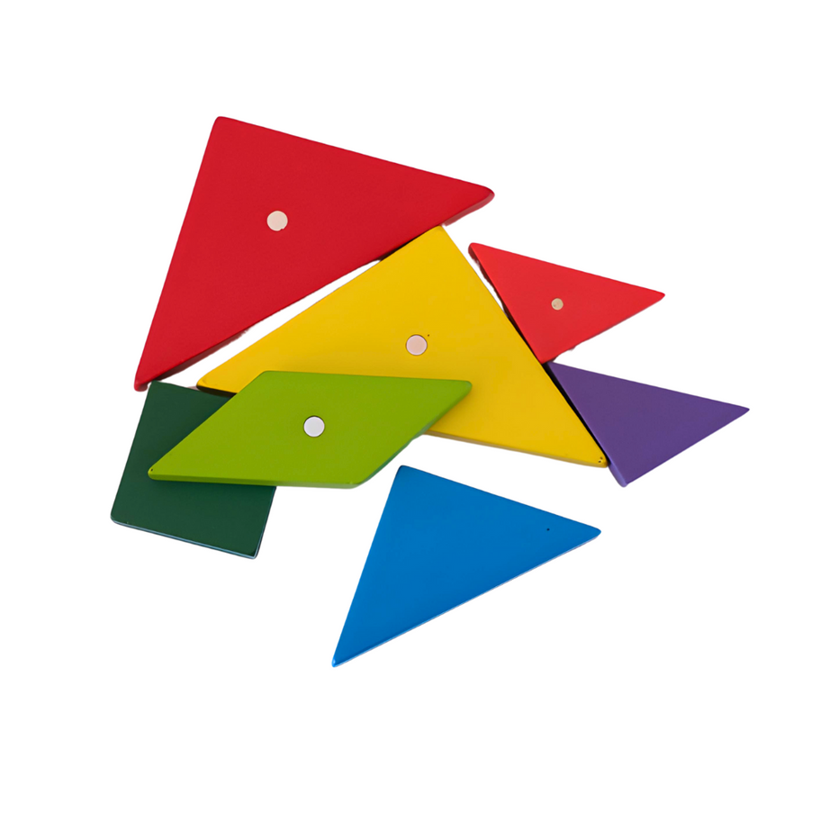 Wooden Tangram Travel Game Pack of 2 Magnetic Puzzle Book Game Tangrams Jigsaw Shapes with Solution Traveler Challenge IQ Educational Toy for 3-99 Years