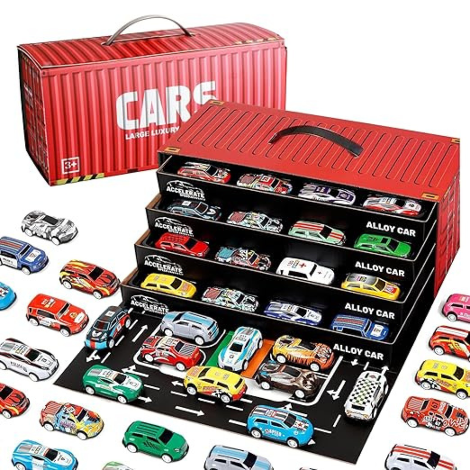 48-Piece Pull Back Car Set | Mini Racing Toy Vehicles for Kids 3+ | Bulk Cars & Trucks | Fun Learning Toys & Birthday Gifts for Boys & Girls