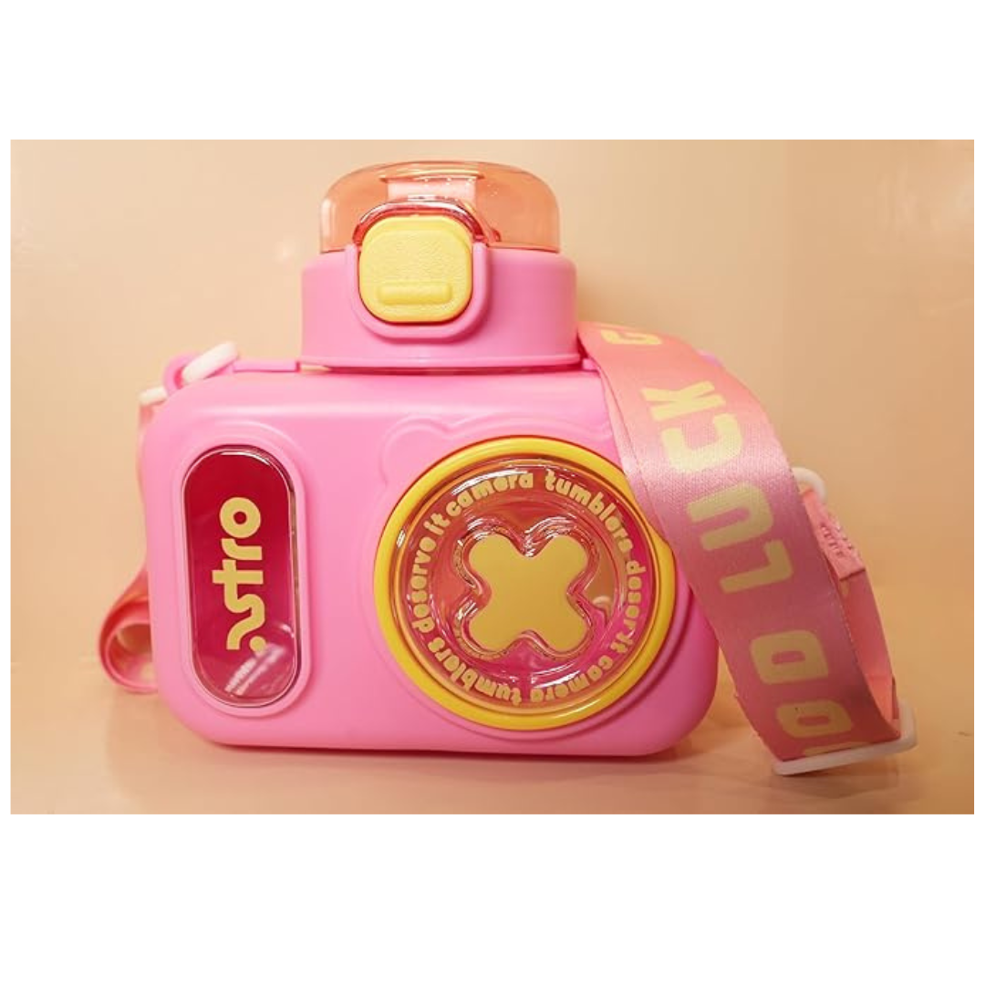 Camera Shaped Water Bottle with Popup Sipper(600 ml) | KidsBestie