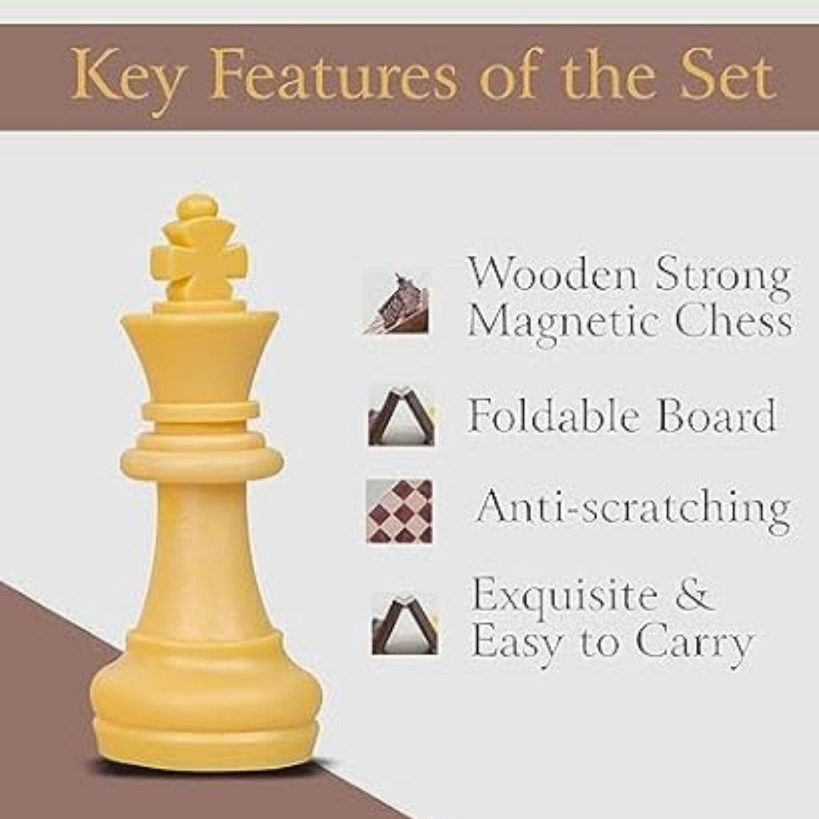 2 in 1 Magnetic Board Foldable Chess & Checkers Game for Kids