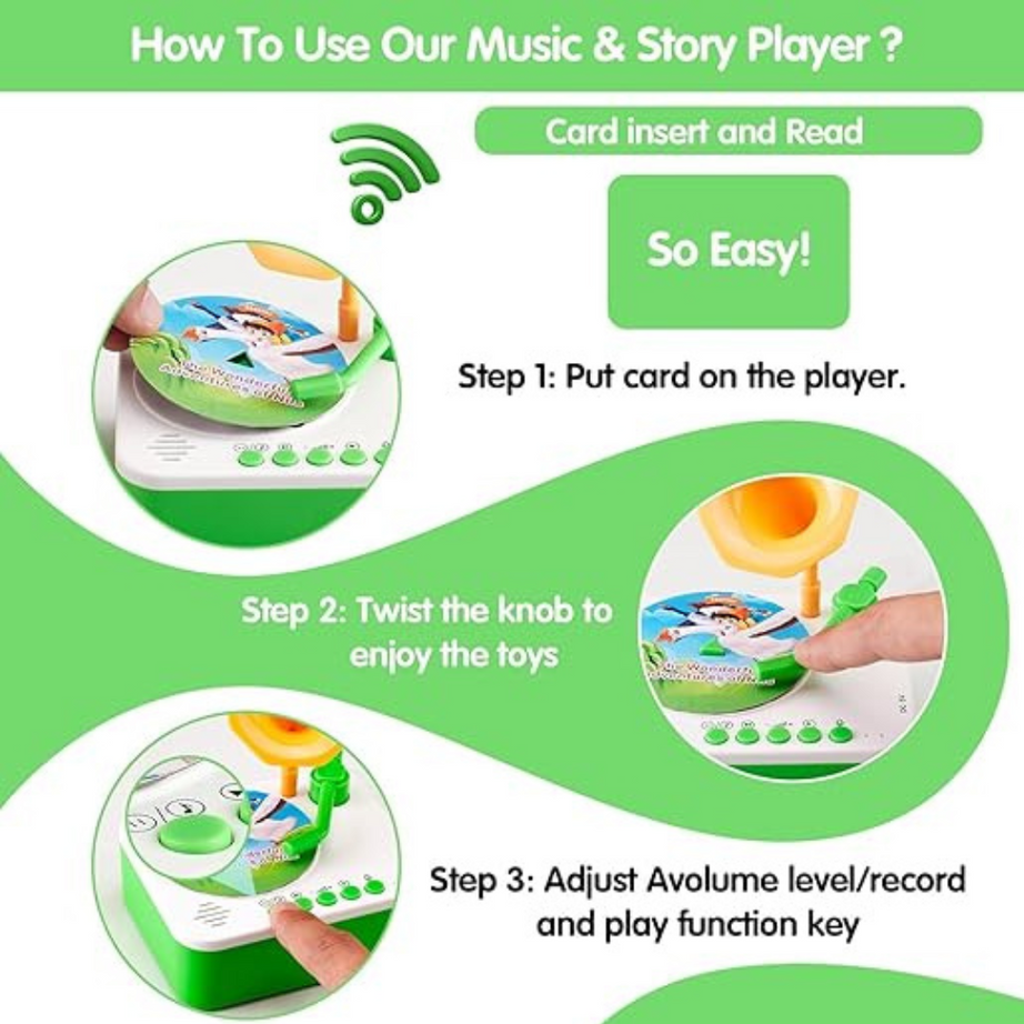 Children's Storytelling Phonograph Music Player | Kids Gramophone with 96 Cards  – KidsBestie