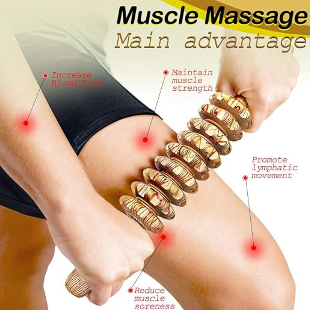 Gear Design 360° Rotation Wooden Massager Stick