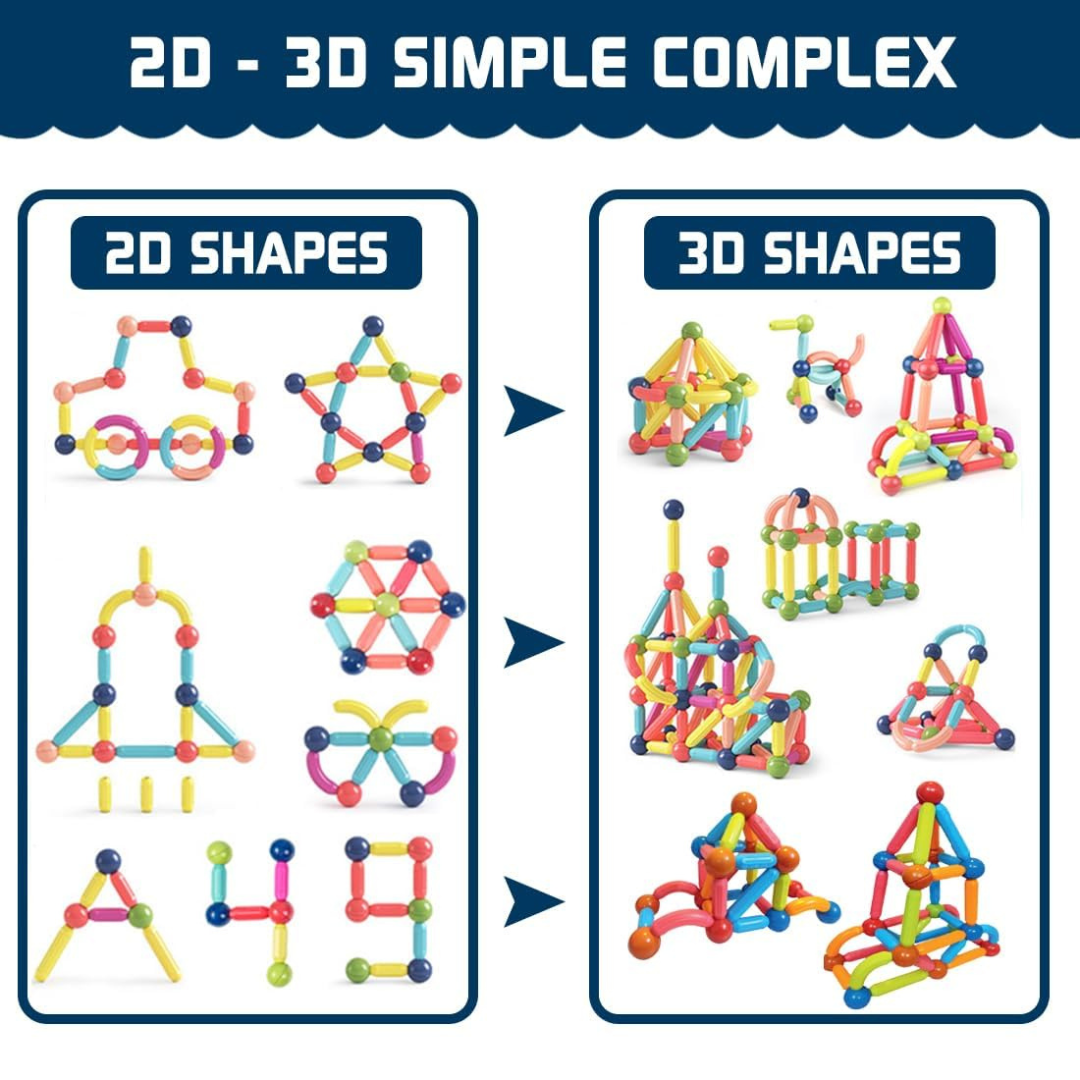 Magnetic Sticks Building Set – 42 Pieces | Creative Construction Toy for Kids | STEM Learning Blocks