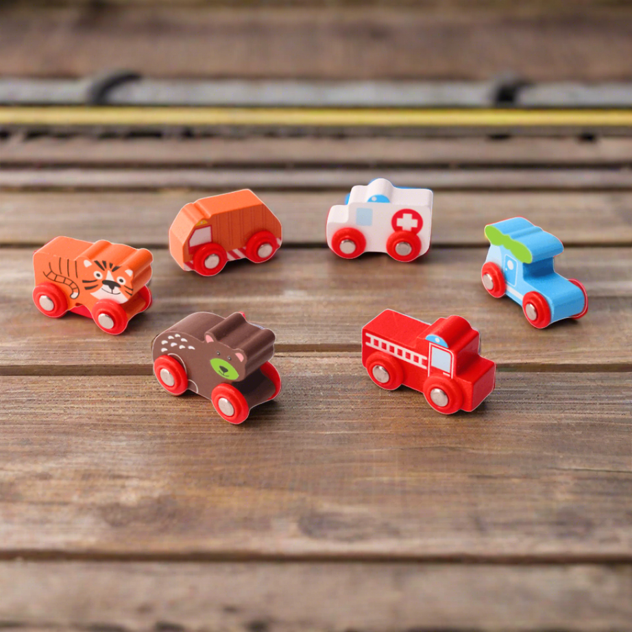 6 Cute Small Wooden Cars for Kids Age 3+(Random design will be send) - Kids Bestie