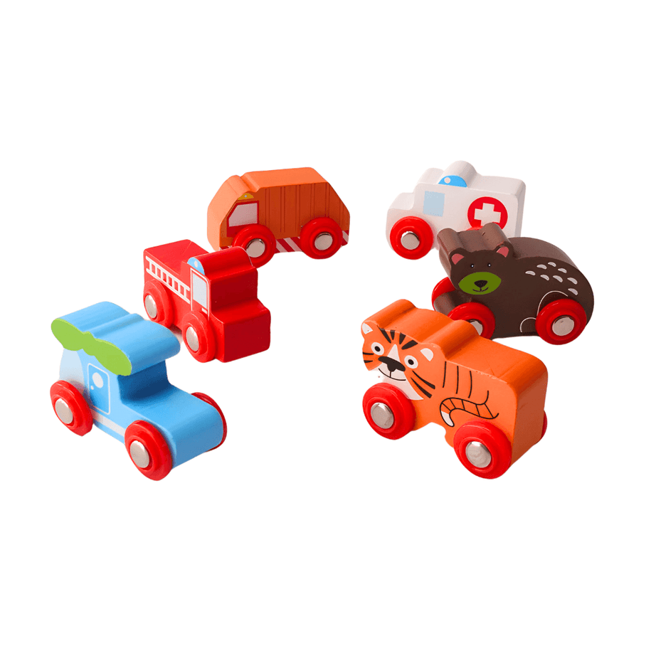 6 Cute Small Wooden Cars for Kids Age 3+(Random design will be send) - Kids Bestie