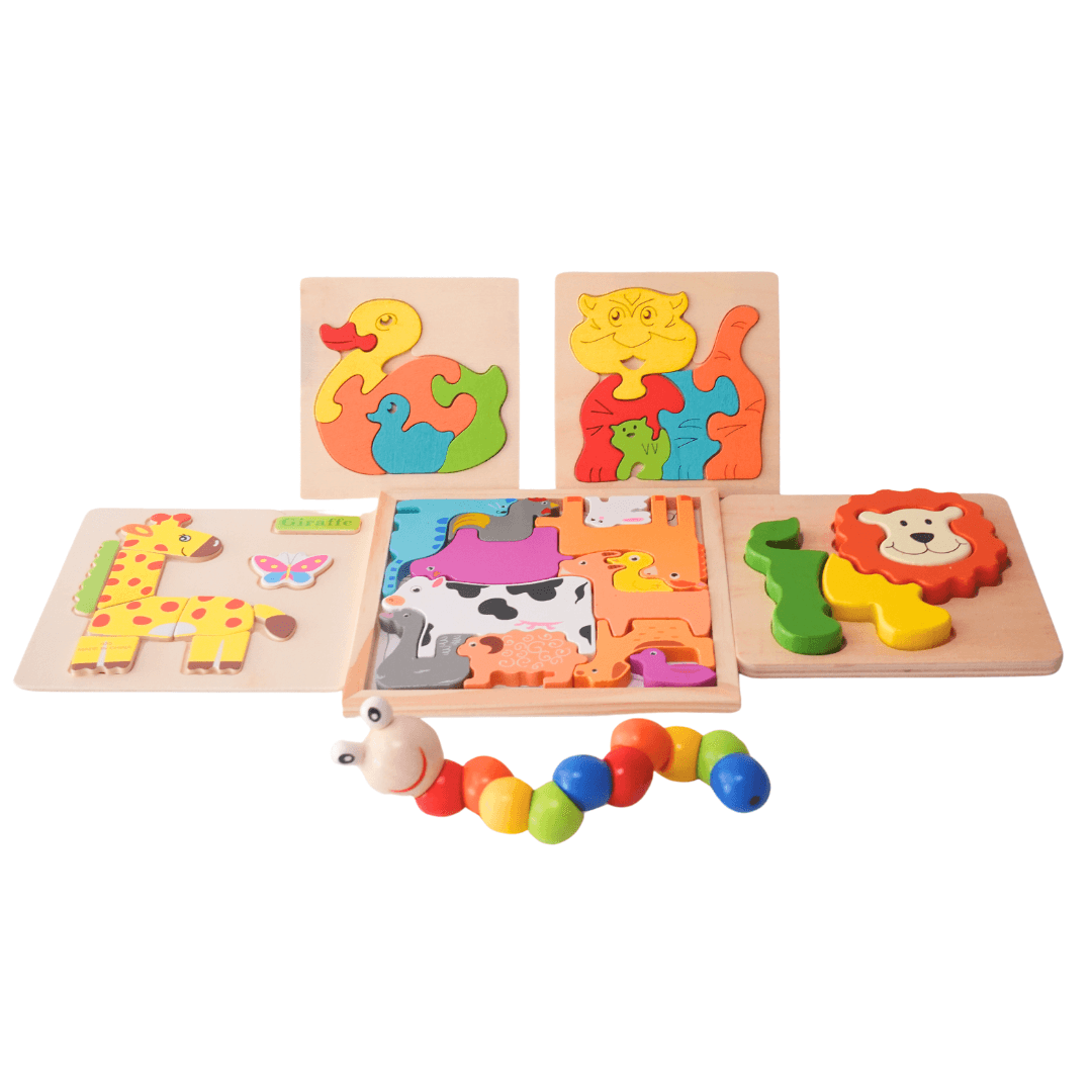 6 in 1 Best Combo of 5 Puzzles + 1 Caterpillar Twister for Kids(Random design will be send) - Kids Bestie