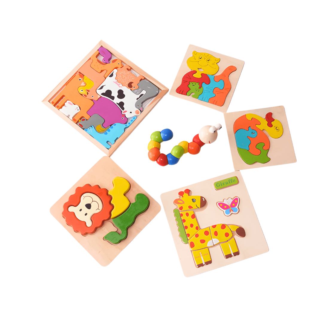 6 in 1 Best Combo of 5 Puzzles + 1 Caterpillar Twister for Kids(Random design will be send) - Kids Bestie