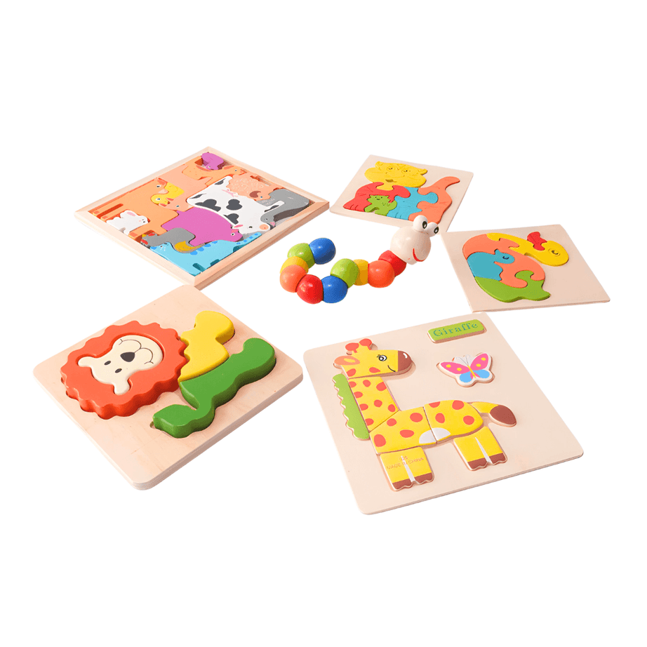 6 in 1 Best Combo of 5 Puzzles + 1 Caterpillar Twister for Kids(Random design will be send) - Kids Bestie