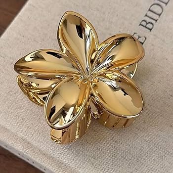 Luxury Gold Flower Metal Hair Claw Clip (Large) | Elegant Floral Hair Accessory  - 1 unit