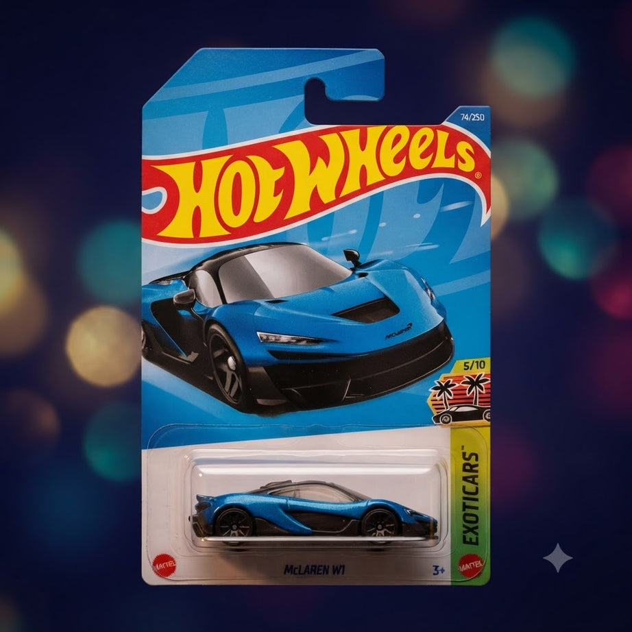 1+1 Hot Wheels Combo Assorted Collectible Die-Cast Toy Cars (McLaren W1 & Dessert Drifter)
