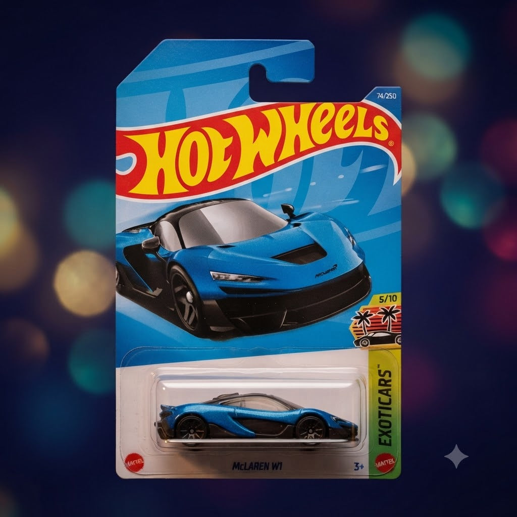 1+1 Hot Wheels Combo Assorted Collectible Die-Cast Toy Cars (McLaren W1 & Dessert Drifter)
