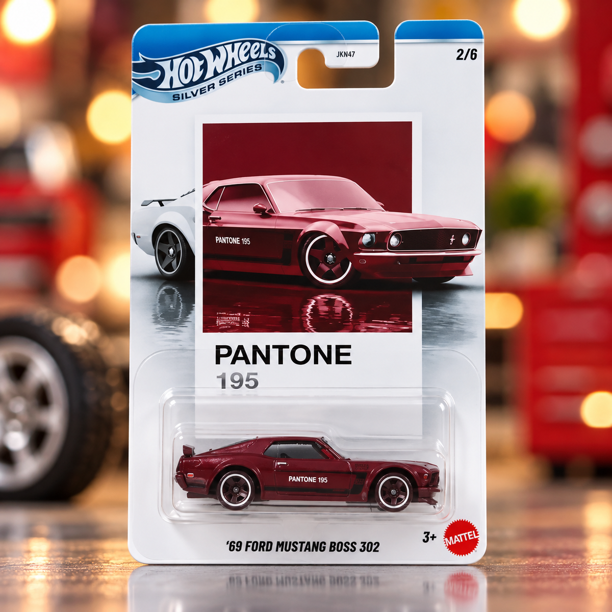 Hot Wheels Silver Series ’69 Ford Mustang Boss 302 – Pantone 195 Die-Cast Car | 1:64 Scale Collectible