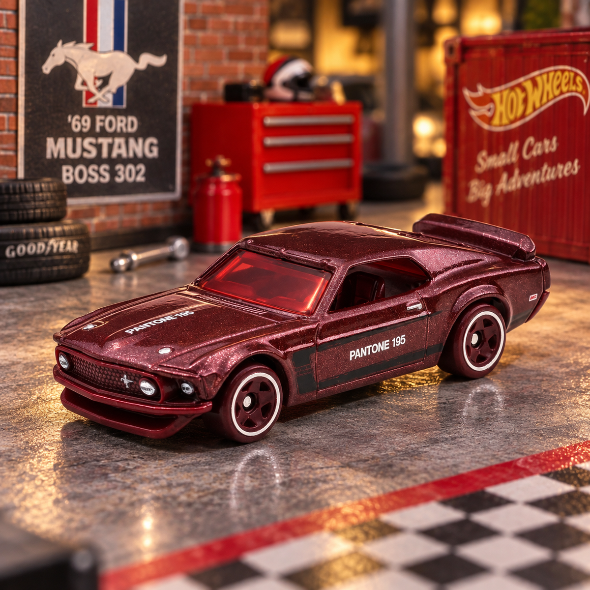 Hot Wheels Silver Series ’69 Ford Mustang Boss 302 – Pantone 195 Die-Cast Car | 1:64 Scale Collectible