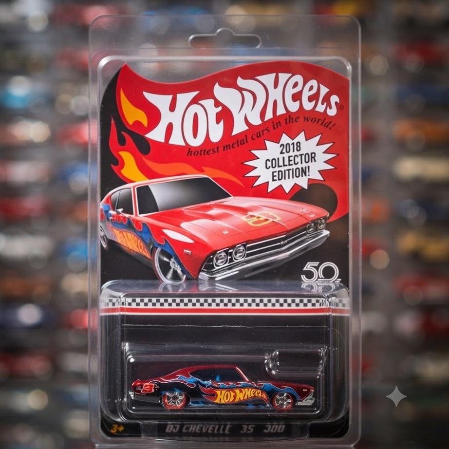 Hot Wheels 50th Anniversary '68 Chevy Chevelle SS - Spectraflame Red with Flame Decals and Redline Tires