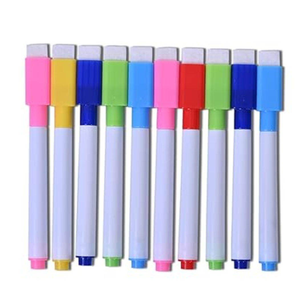 Pack of 10 Dry Erase Markers – Fine Tip | Quick-Dry & Low-Odor Whiteboard Markers