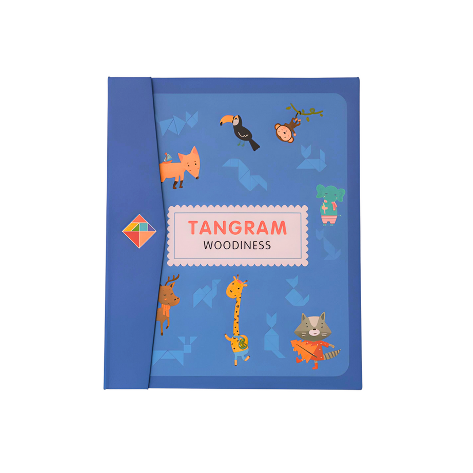 Wooden Tangram Travel Game Pack of 2 Magnetic Puzzle Book Game Tangrams Jigsaw Shapes with Solution Traveler Challenge IQ Educational Toy for 3-99 Years