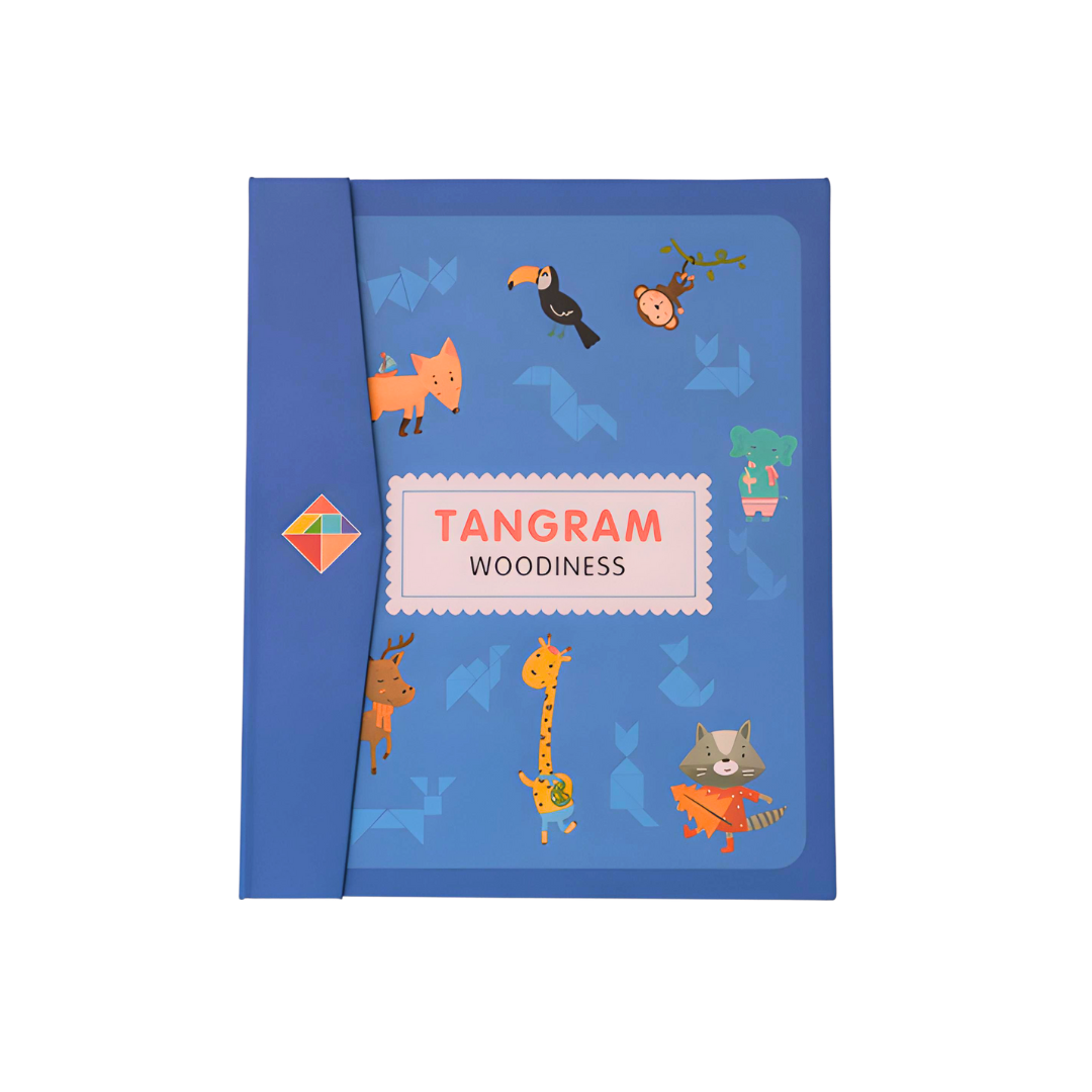 Wooden Tangram Travel Game Pack of 2 Magnetic Puzzle Book Game Tangrams Jigsaw Shapes with Solution Traveler Challenge IQ Educational Toy for 3-99 Years