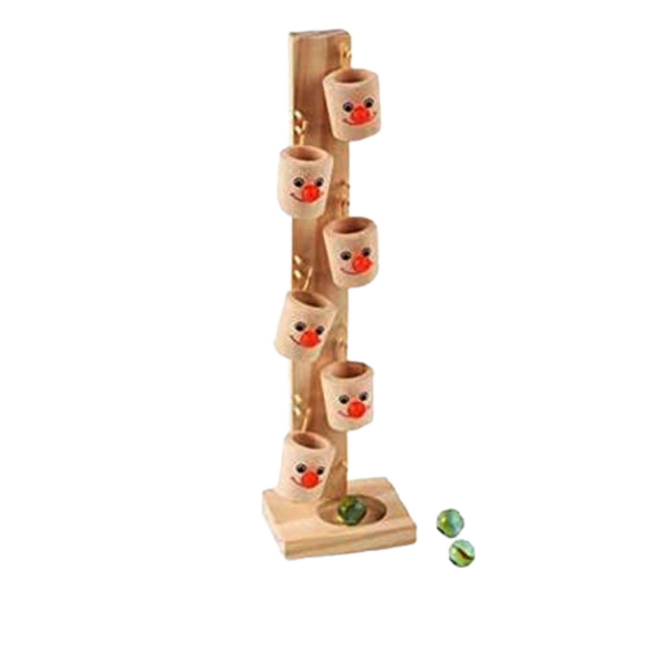 Wooden Basket Clown Ball | Marble Run | Goli Game – Montessori Activity Toy for Kids(Random colours)