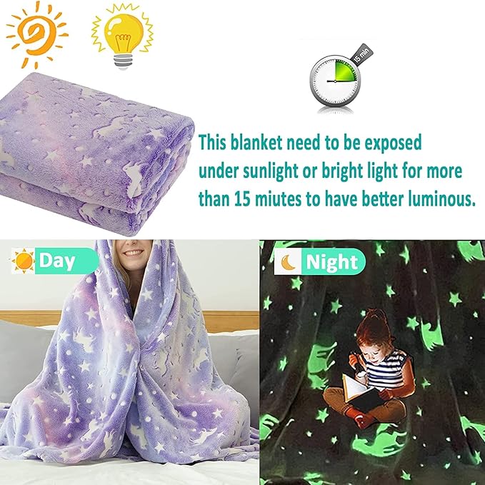 Glow in The Dark Blanket - Magic Blanket (Random Colour & design will be sent)