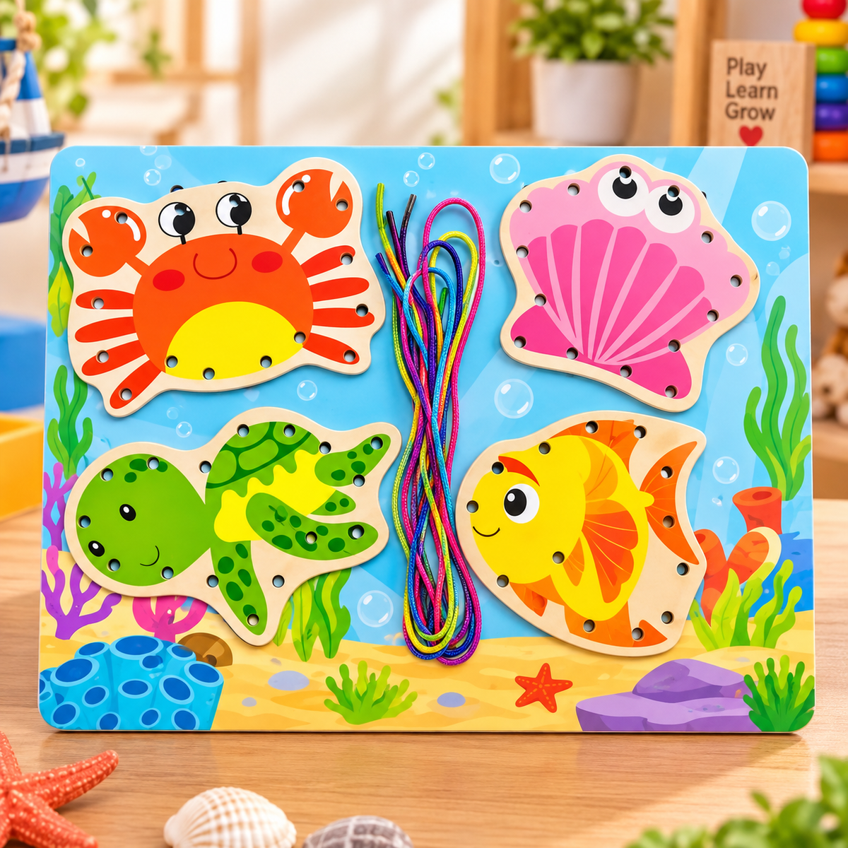 Wooden Lacing & Threading Activity Boards for Kids – Assorted Learning Themes