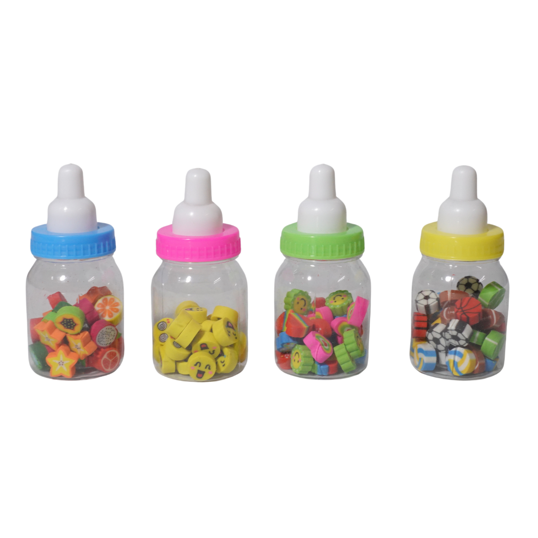 Feeding Bottle Rubber Toy for Children- Set of 4