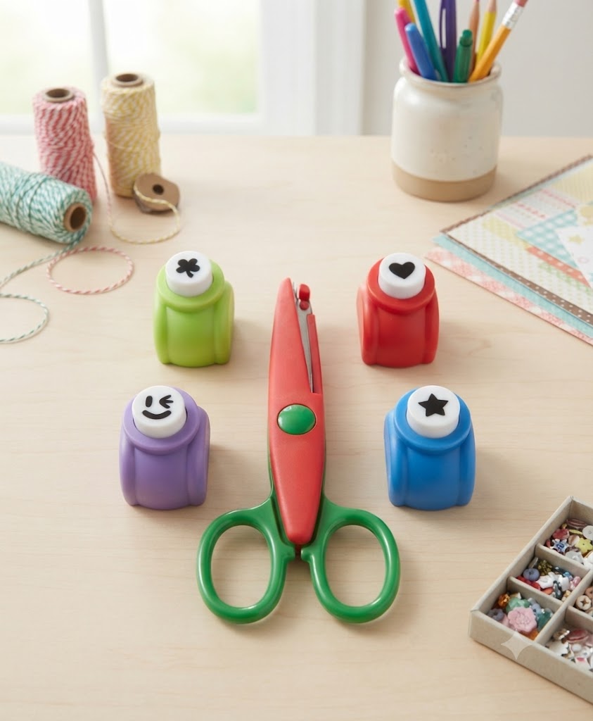 Kids DIY Creative Craft Punch and Pattern Scissors Set