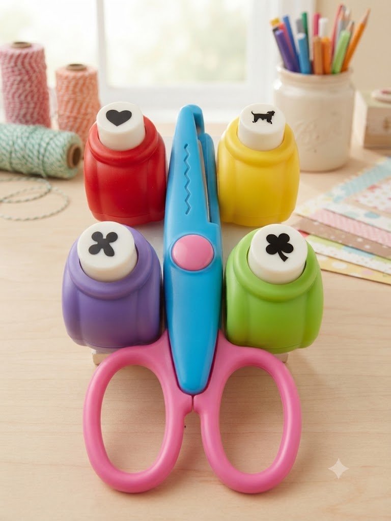 Kids DIY Creative Craft Punch and Pattern Scissors Set