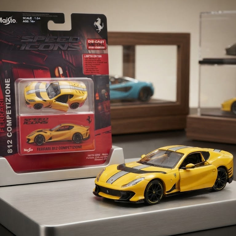 Maisto 1:64 Scale Ferrari Speed Icons Die-Cast Model Car Assortment (296 GTB Assetto Fiorano & 812 Competizione)