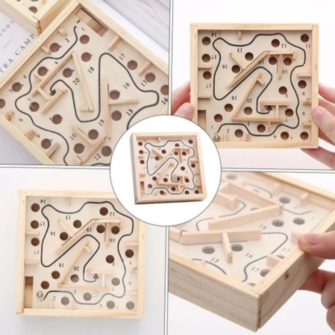 🧩❌⭕ Wooden Brain Booster Combo: Maze Labyrinth + XOX (Tic-Tac-Toe) Game