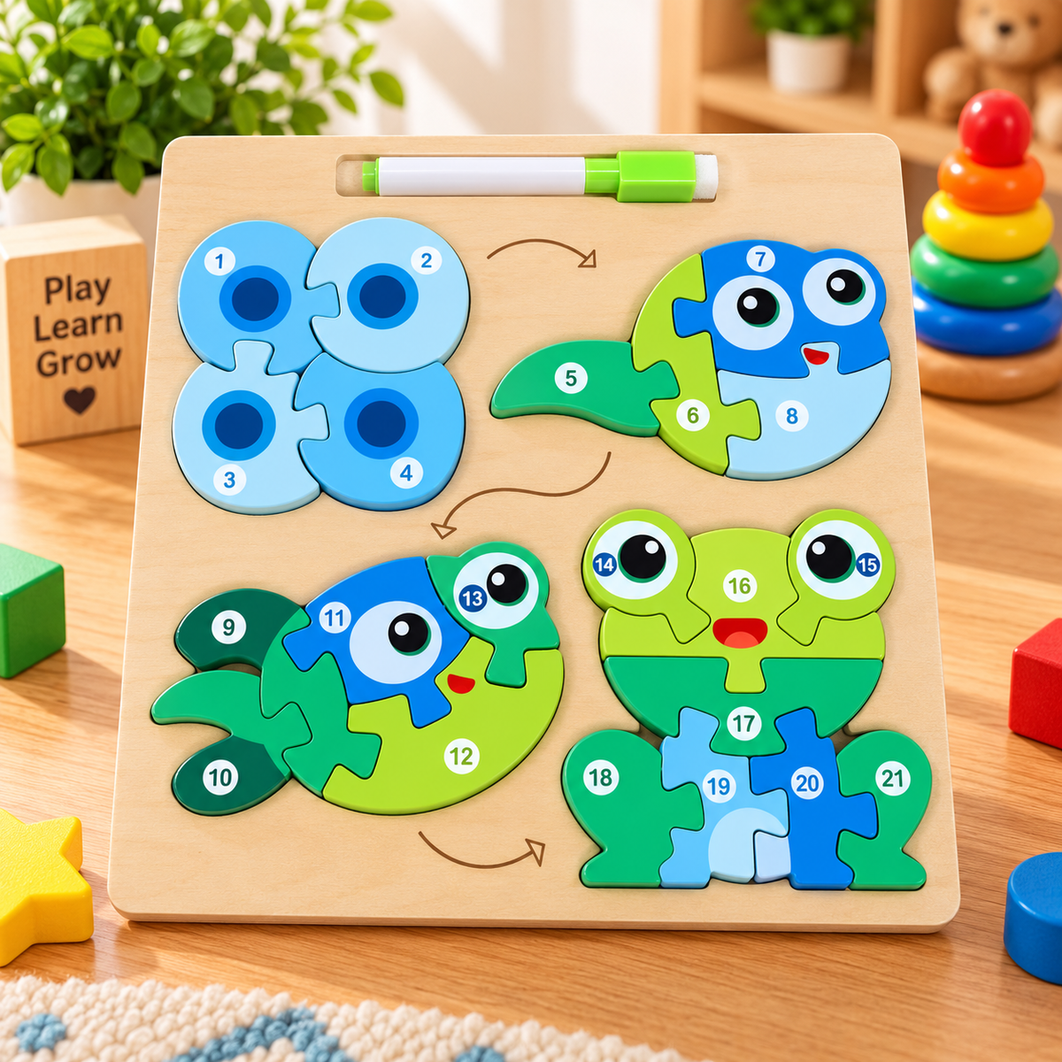 Wooden Life Cycle Learning Puzzle Board – Numbered Educational Jigsaw for Kids | Assorted Designs