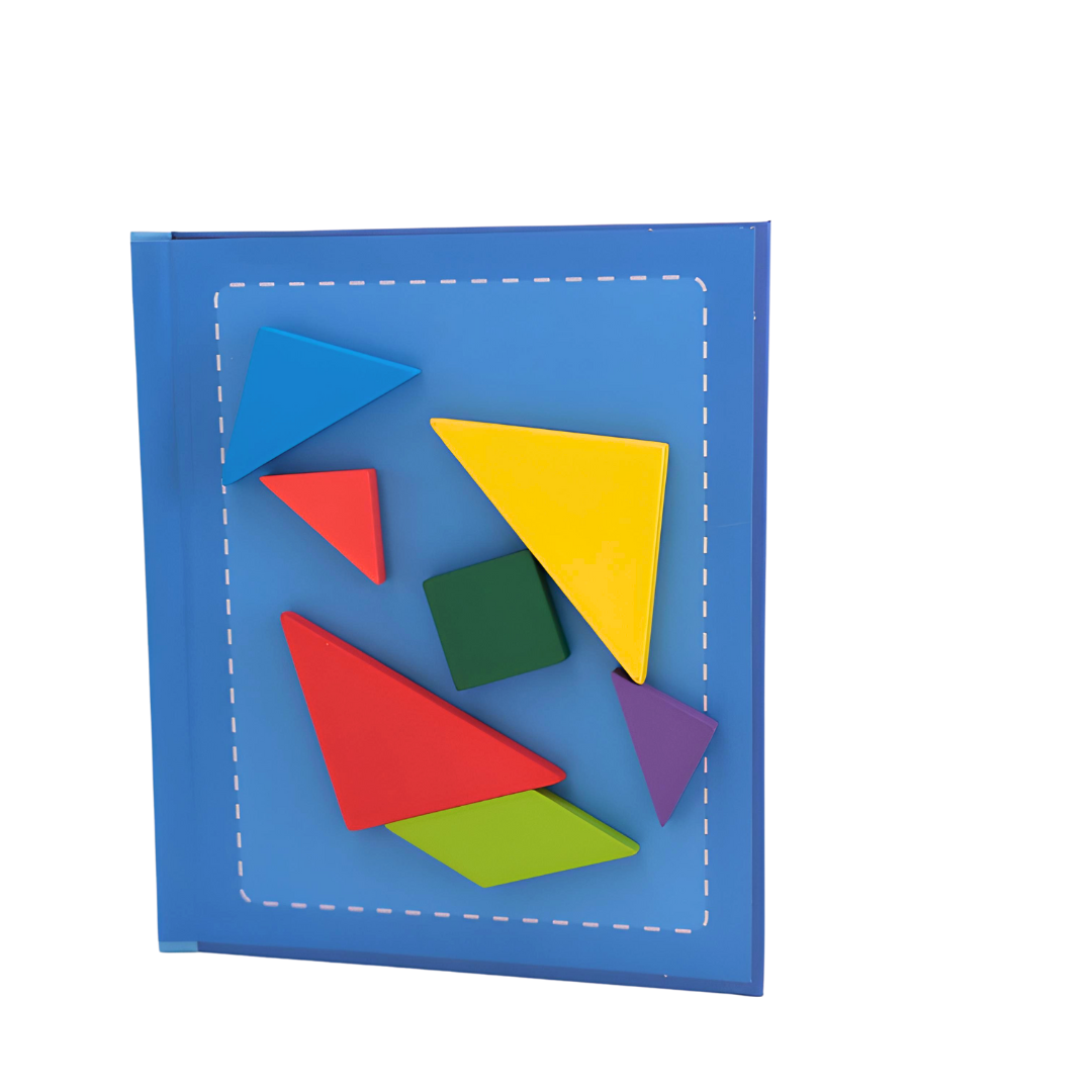 Wooden Tangram Travel Game Pack of 2 Magnetic Puzzle Book Game Tangrams Jigsaw Shapes with Solution Traveler Challenge IQ Educational Toy for 3-99 Years