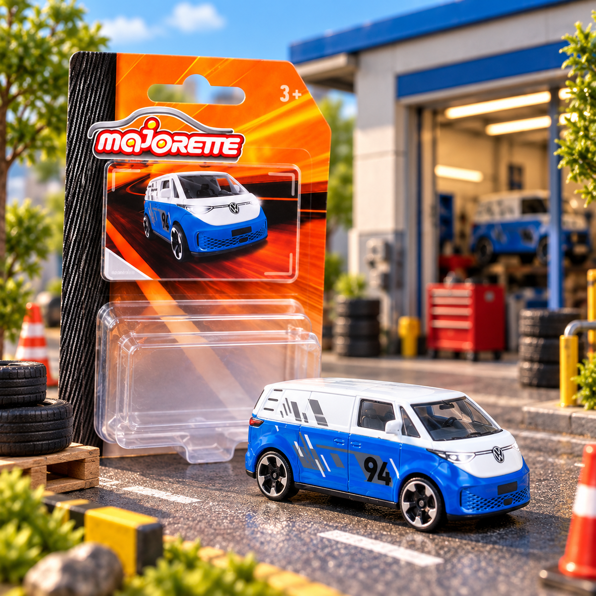 Majorette Volkswagen ID. Buzz Cargo Racing Cars Die-Cast Van – No. 94 Collectible Toy Vehicle