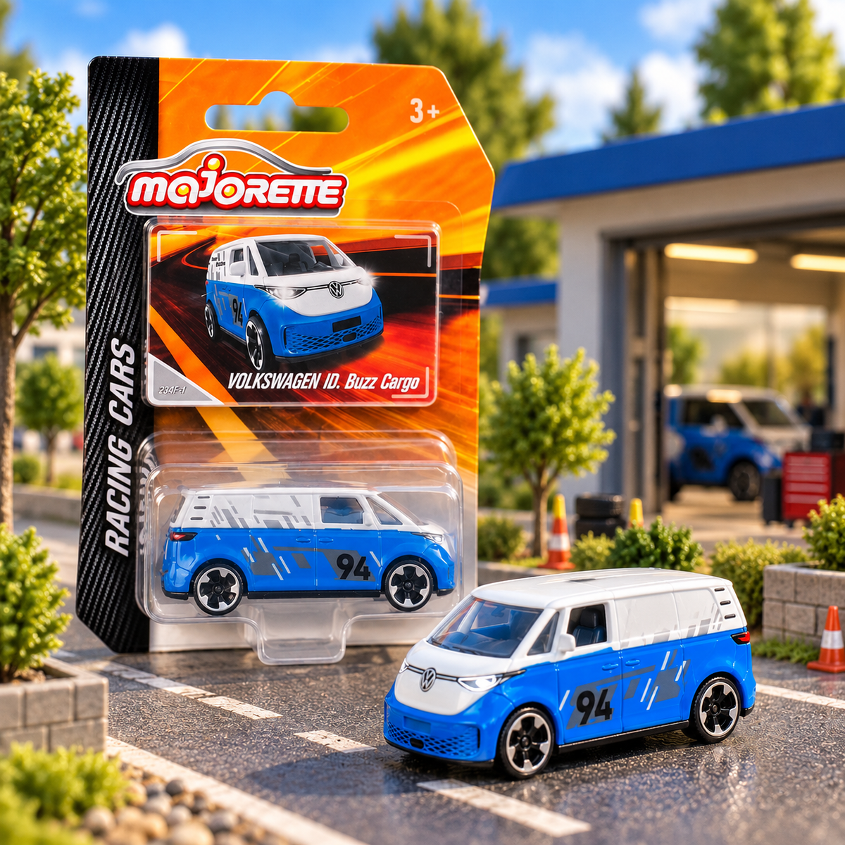 Majorette Volkswagen ID. Buzz Cargo Racing Cars Die-Cast Van – No. 94 Collectible Toy Vehicle